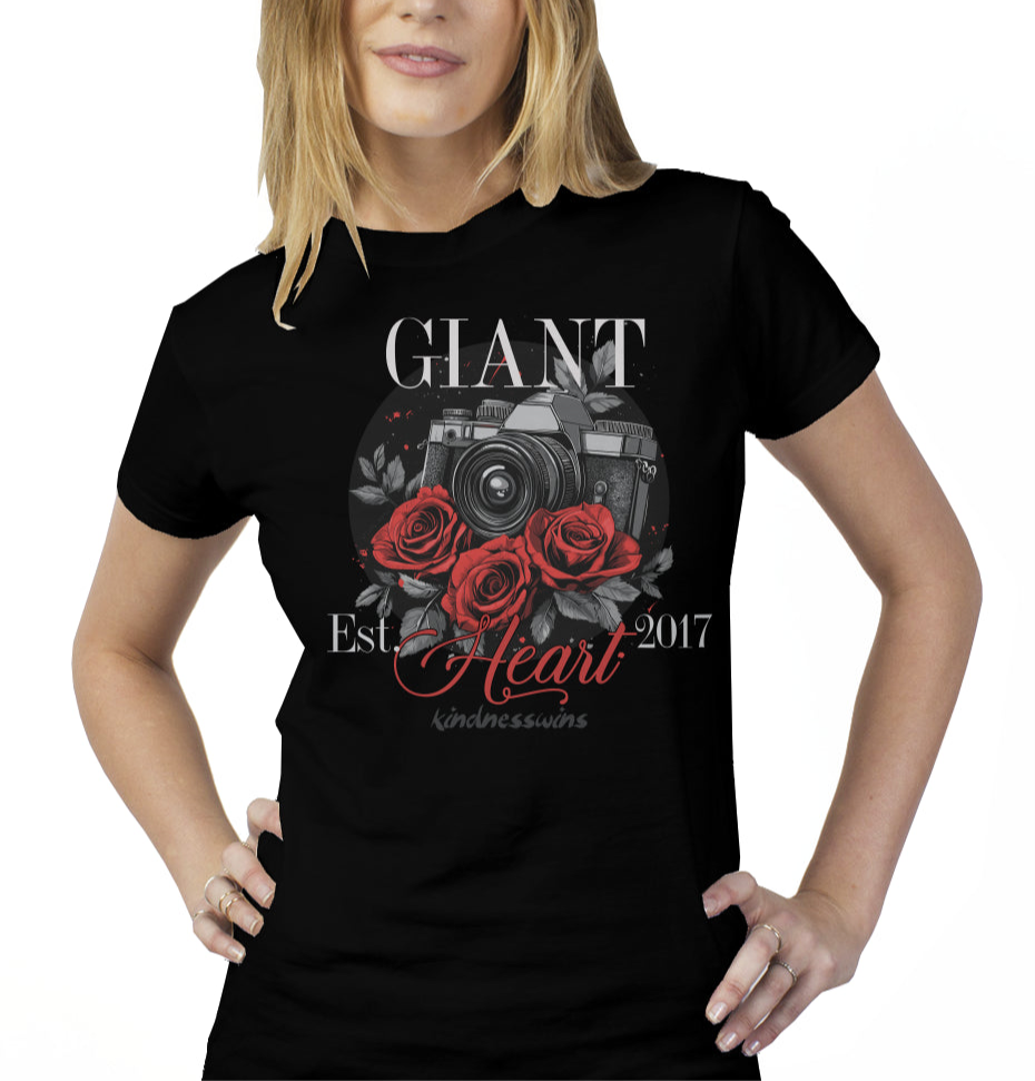 Big Print roses tultex womens t shirt