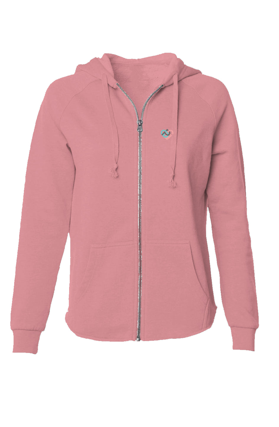 Womens Lightweight Wash Zip Hoodie Embroidered Logo