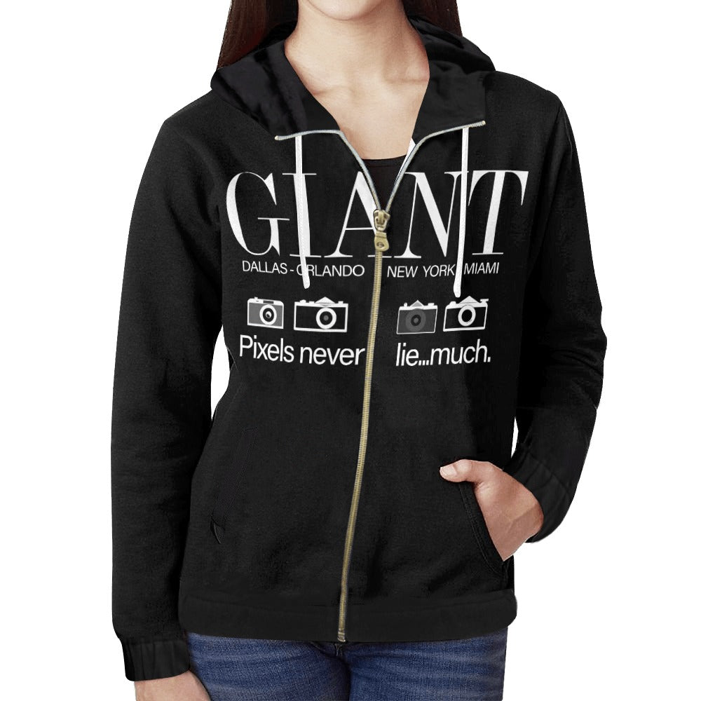 Pixels Never Lie... Full Zip Hoodie (Model H14)