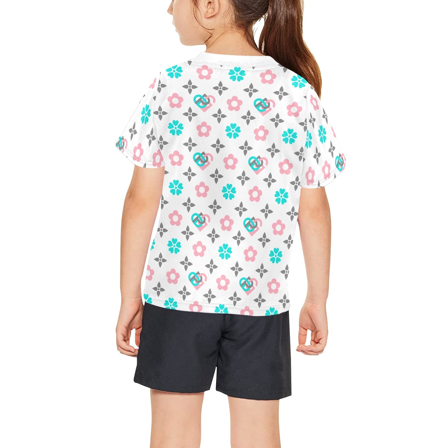 T-shirt Print GP Girls' All Over Print Crew Neck T-Shirt(T40-2)