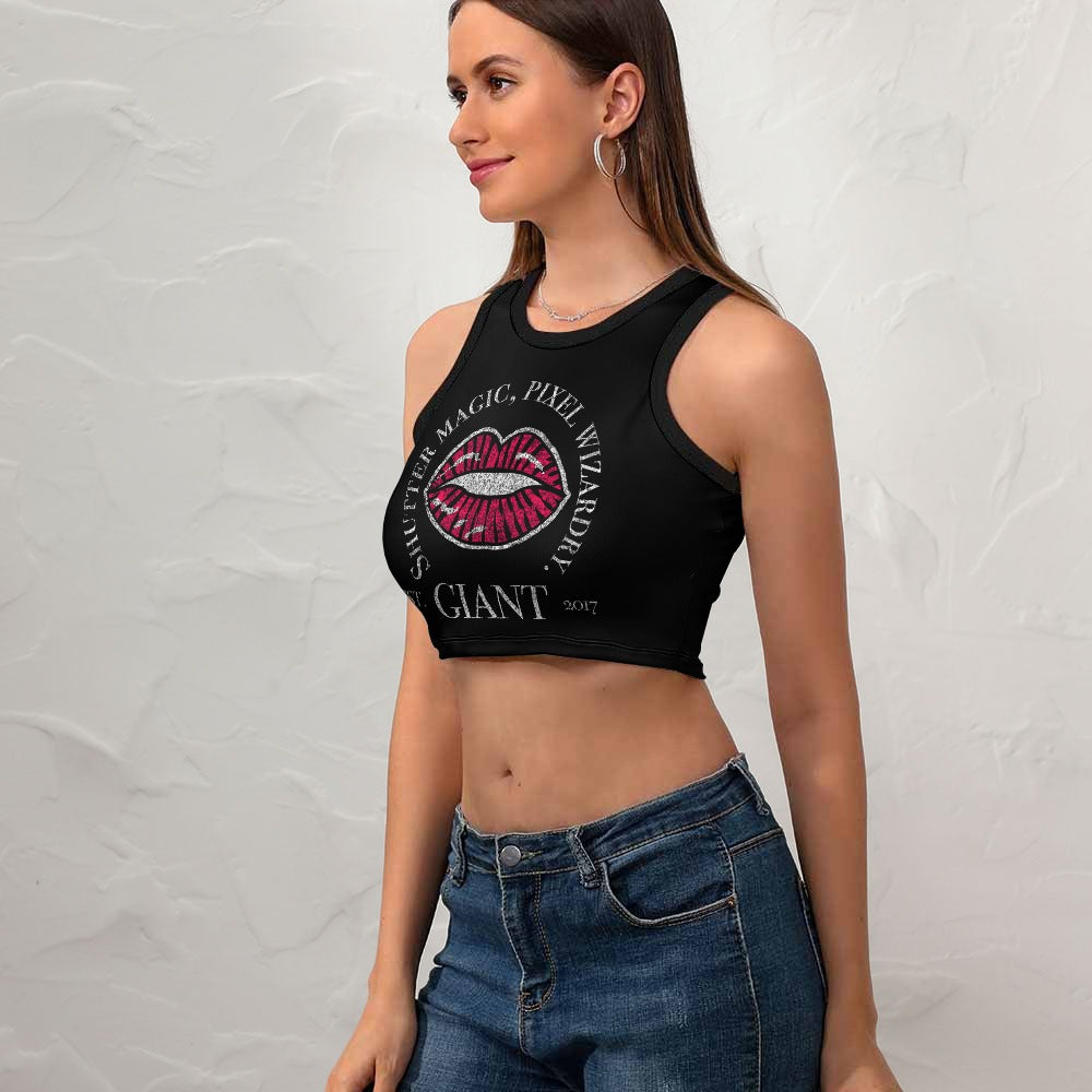 GP Lips Cropped Slim Racer Tank Top