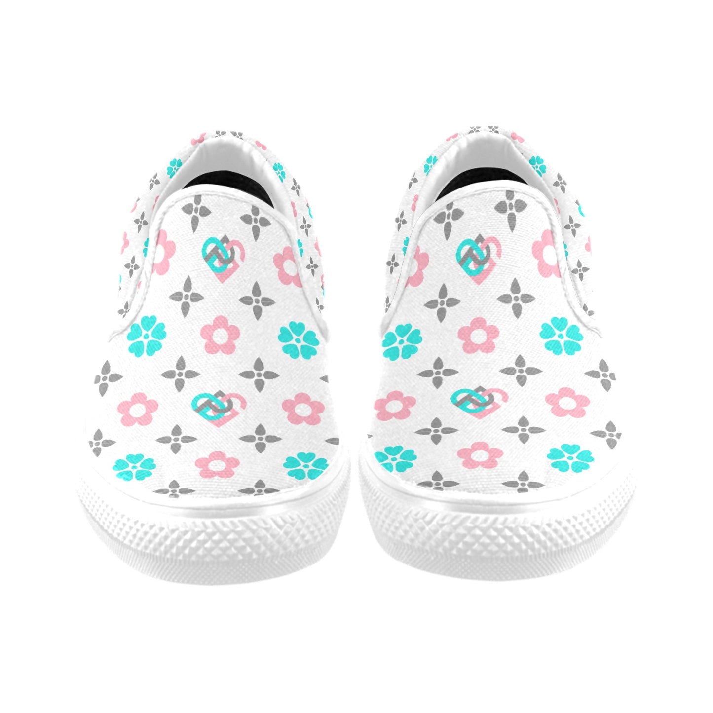 Slip-on Canvas Women's Shoes (Model 019) (Two Shoes With Different Printing)