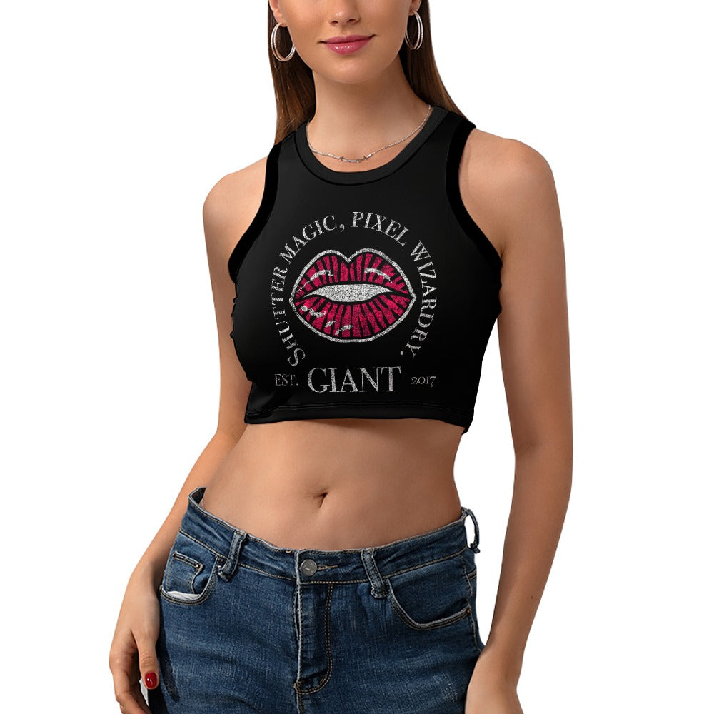 GP Lips Cropped Slim Racer Tank Top