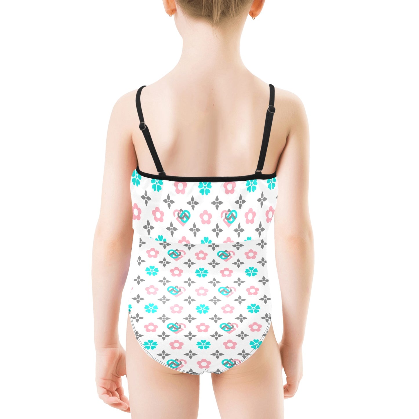 Kids' Spaghetti Strap Ruffle Swimsuit (S26)