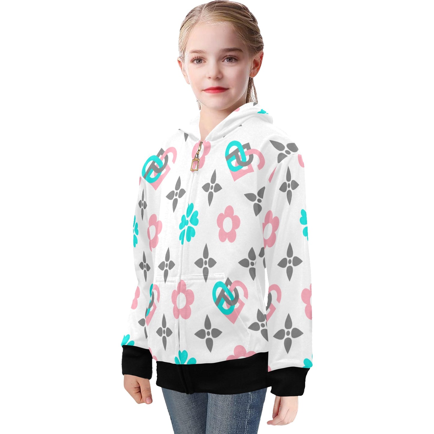 Sweater Big Girls' Zip Up Hoodie (H58)