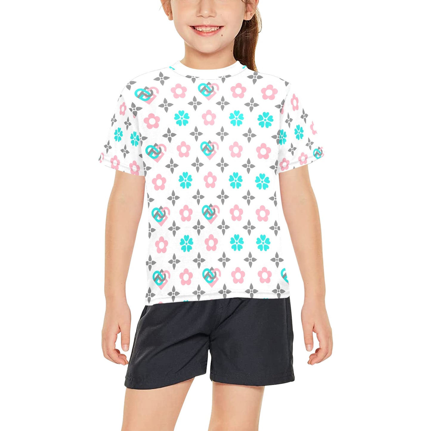 T-shirt Print GP Girls' All Over Print Crew Neck T-Shirt(T40-2)