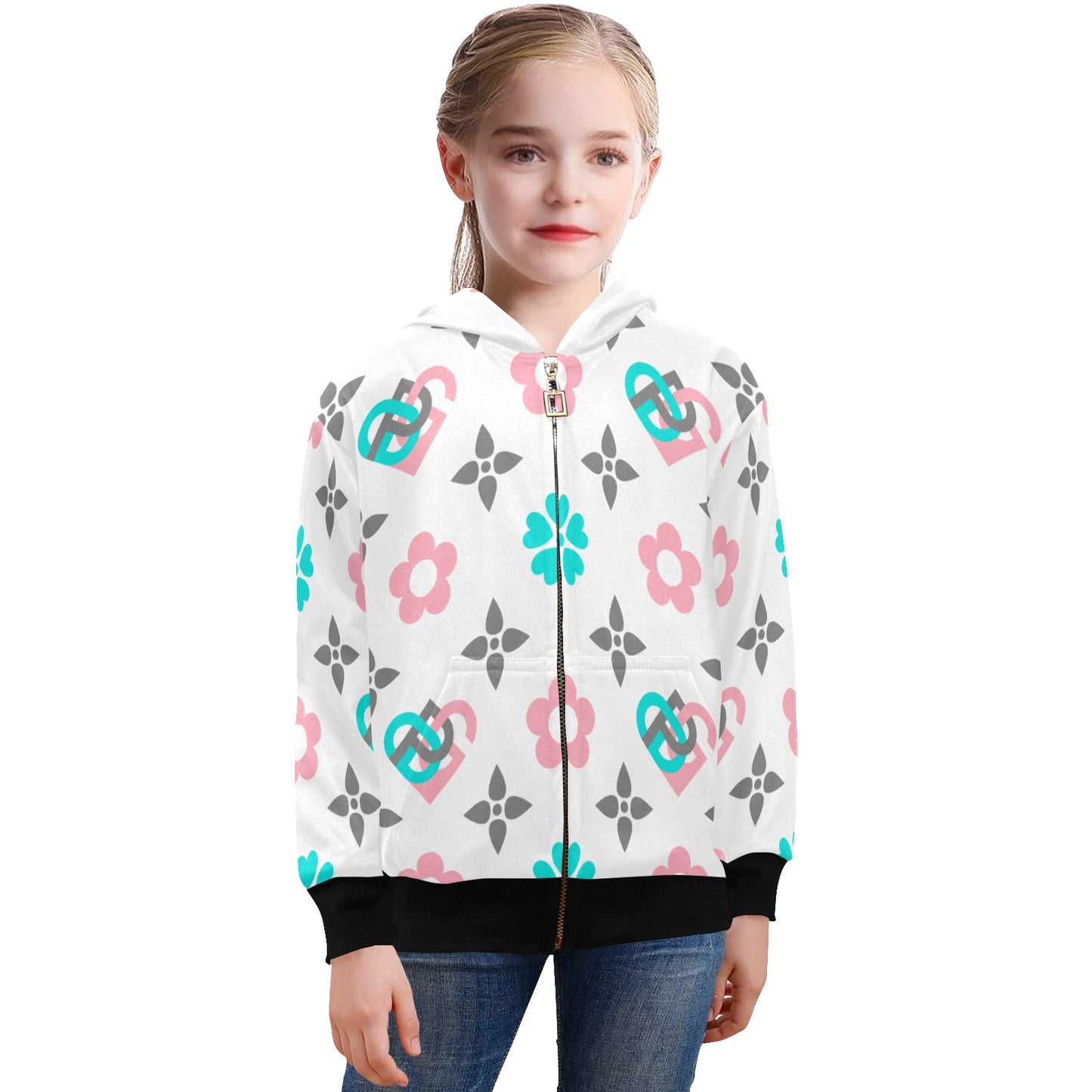 Sweater Big Girls' Zip Up Hoodie (H58)