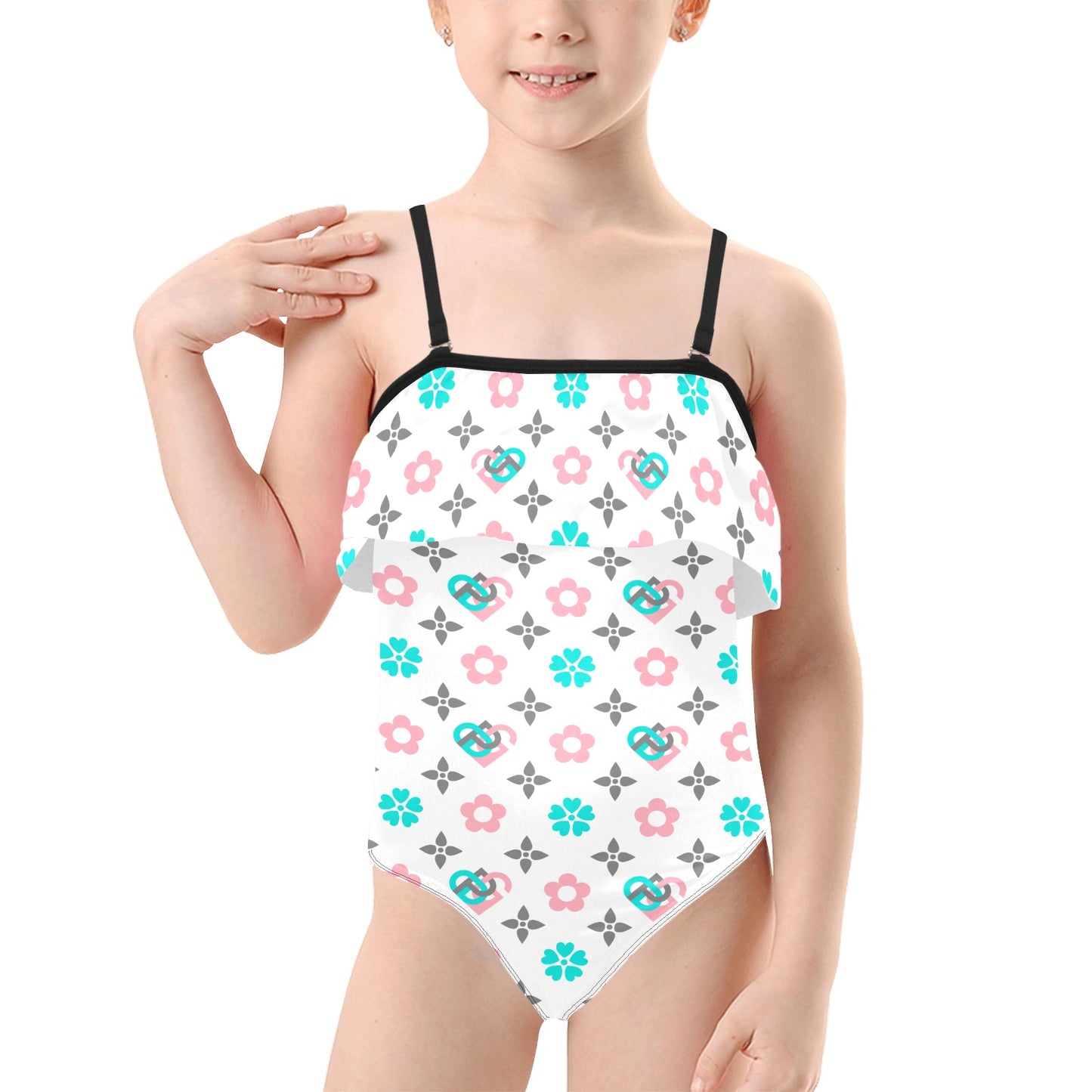 Kids' Spaghetti Strap Ruffle Swimsuit (S26)