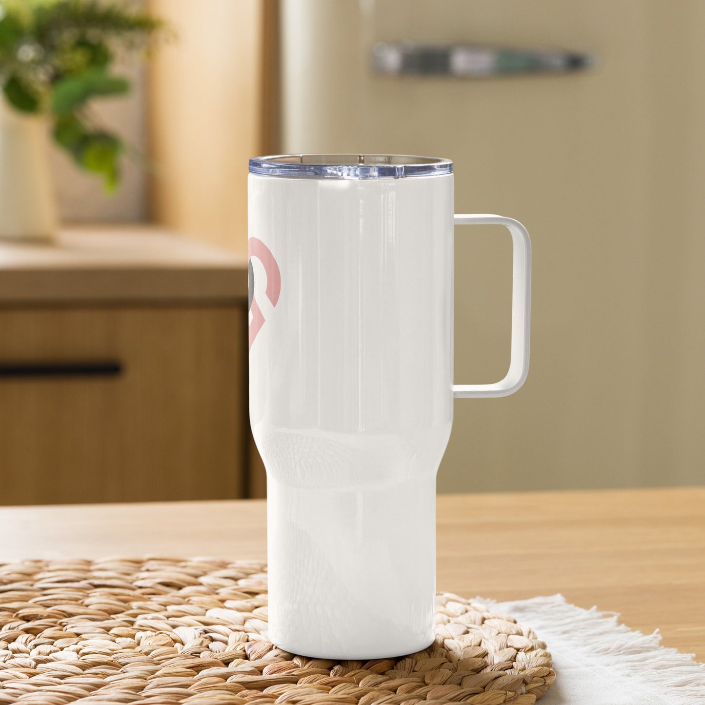 A Big Travel mug with a handle