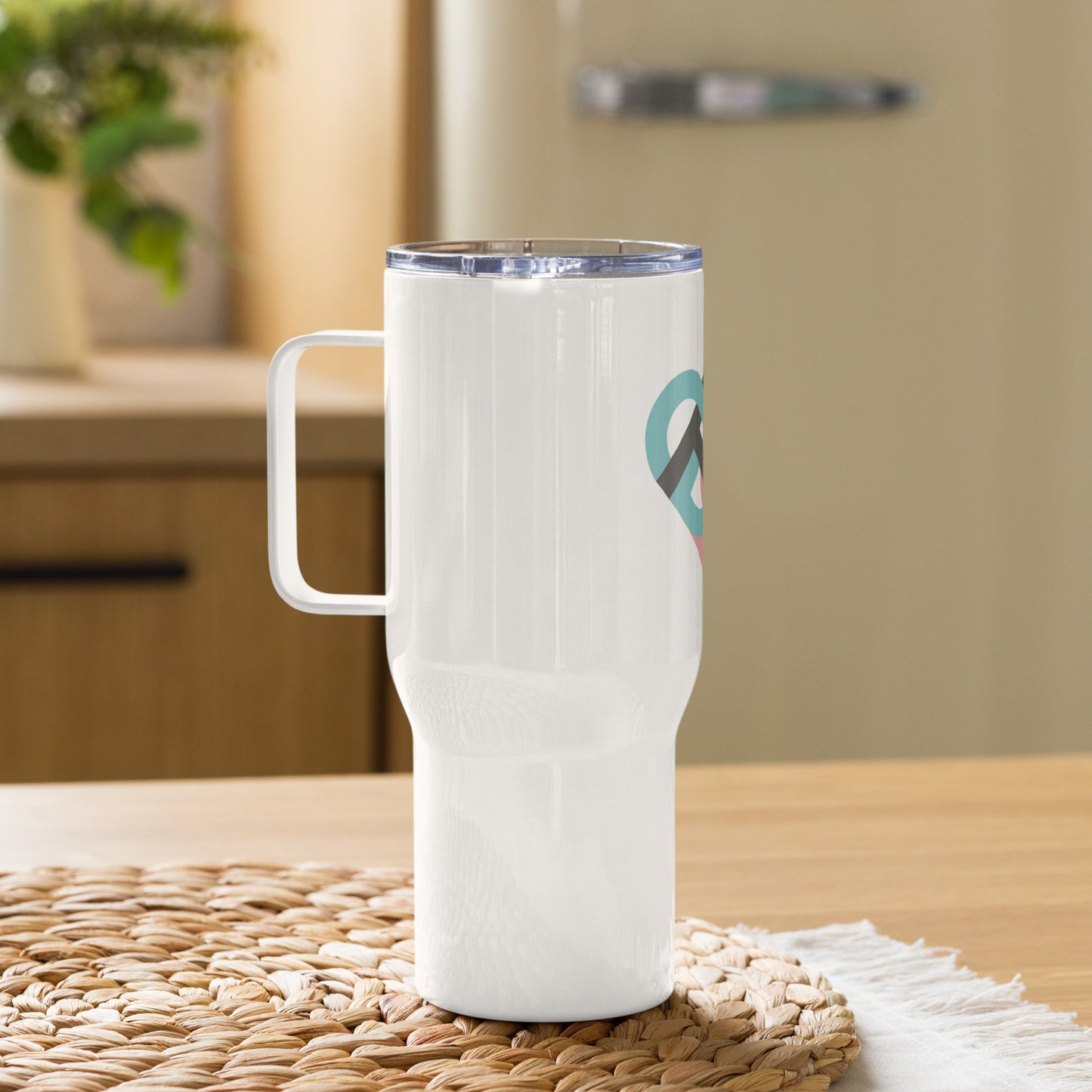 A Big Travel mug with a handle